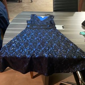 Beautiful blue shirt with black lace and sparkles